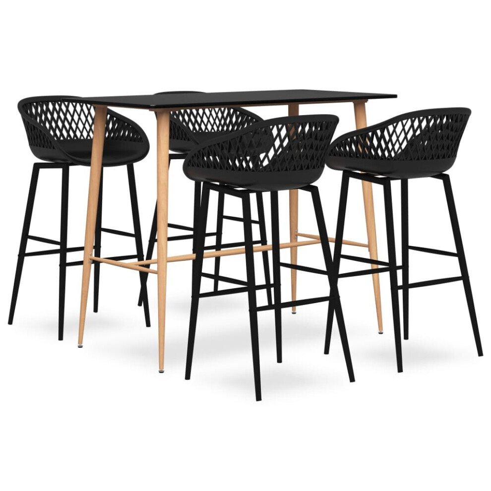 Vidaxl Bar Set 5 Piece Black Dining Room Kitchen Chair Stool Table Furniture