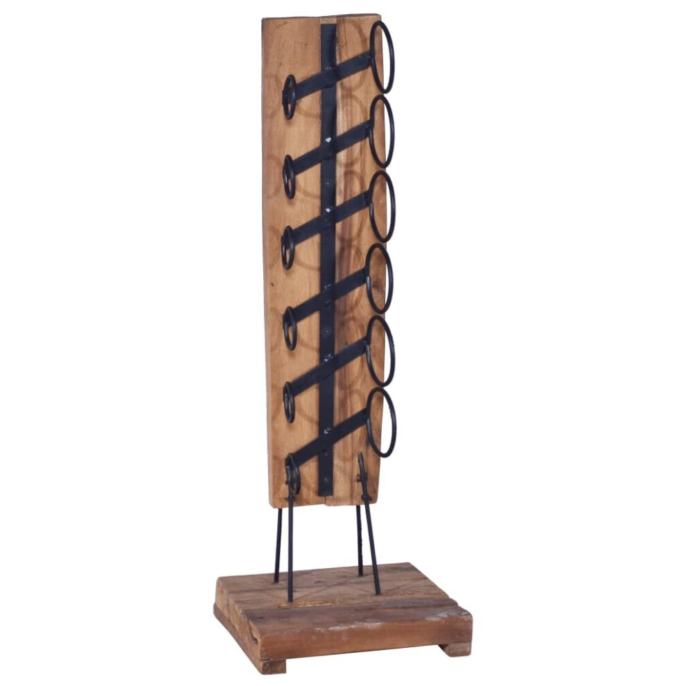 vidaXL Solid Teak Wood Wine Rack for 6 Bottles Champagne Organiser Holder