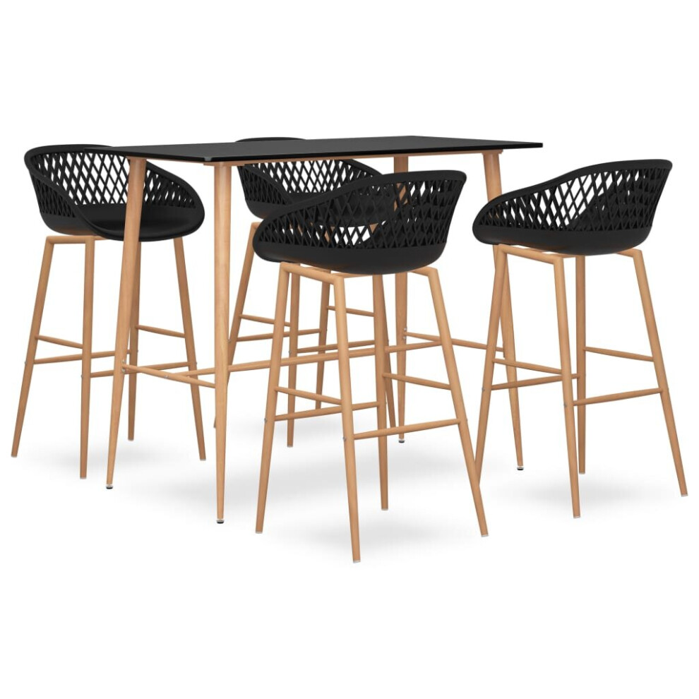 Vidaxl Bar Set 5 Piece Black Dining Room Kitchen Chair Stool Table Furniture