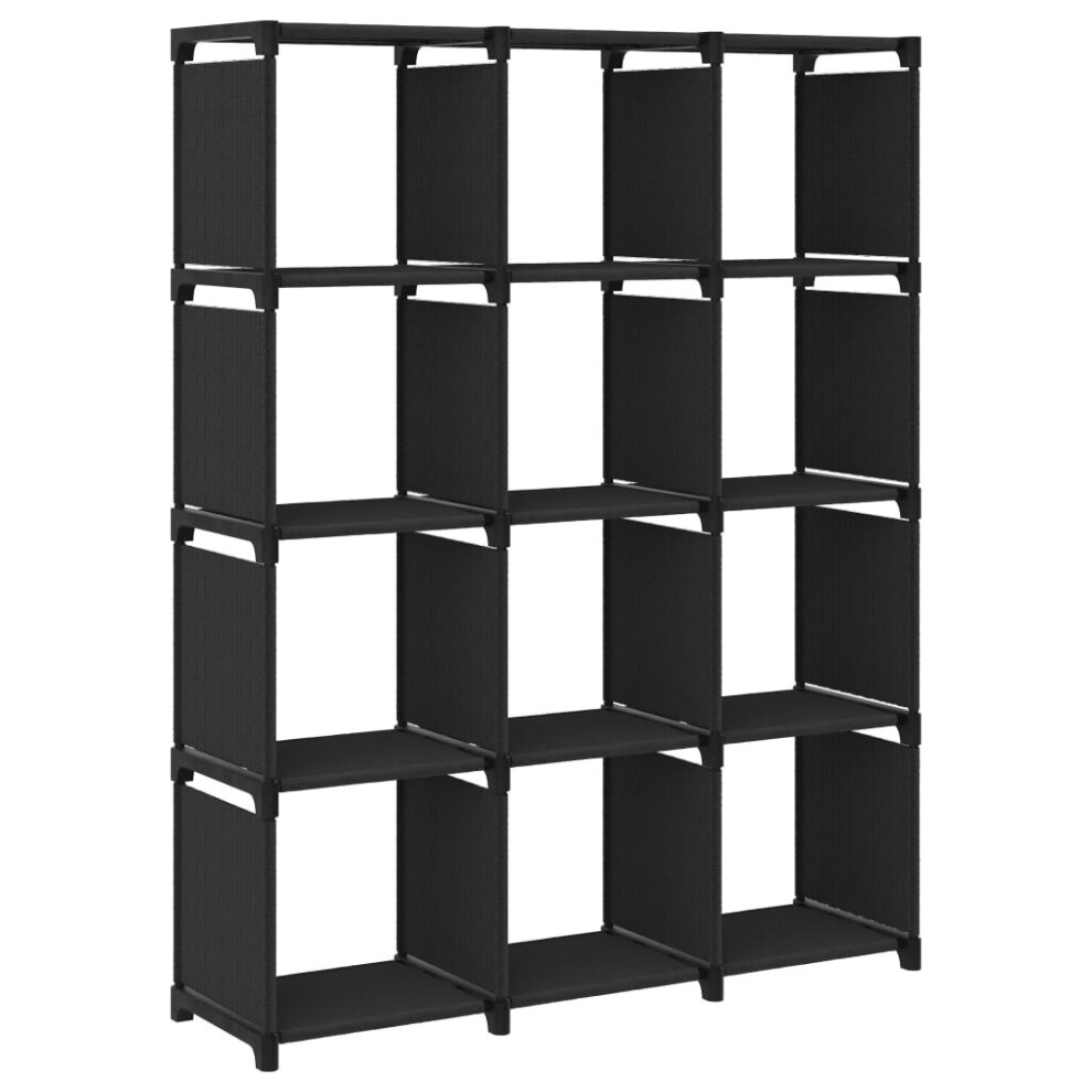 vidaXL 12-Cube Display Shelf Black Fabric Free Standing Storage Organiser Unit