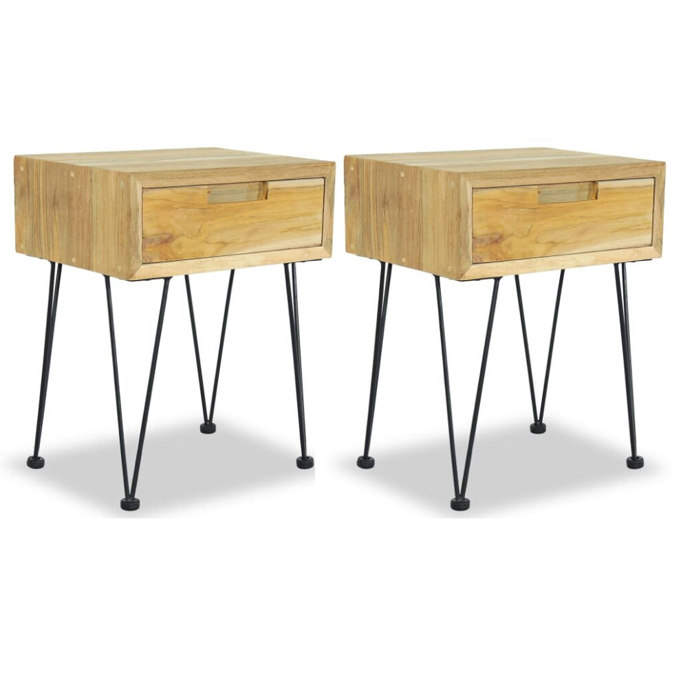 Vidaxl Bedside Cabinets Bed Table Nightstand Bedside Table 2 Pcs Solid Teak