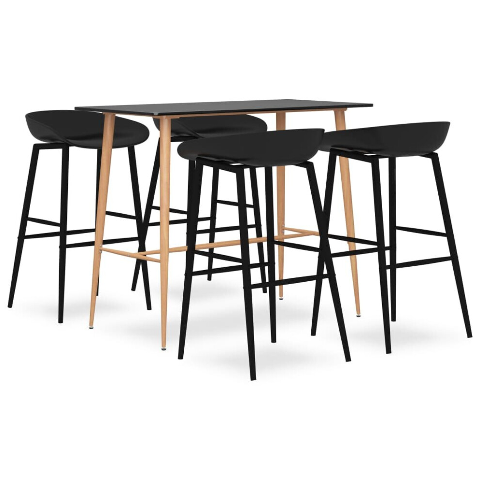 Vidaxl Bar Set 5 Piece Black Dining Room Kitchen Chair Stool Table Furniture