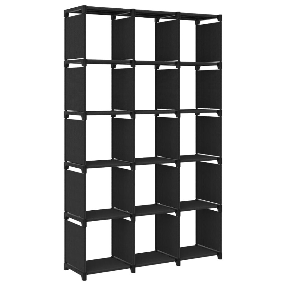 vidaXL 15-Cube Display Shelf Black Fabric Storage Unit Organiser Bookcase