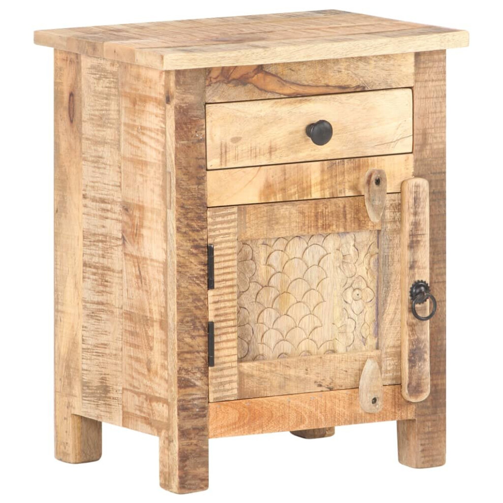 vidaXL Rough Mango Wood Bedside Cabinet Wooden Nightstand Side Table Bedstand