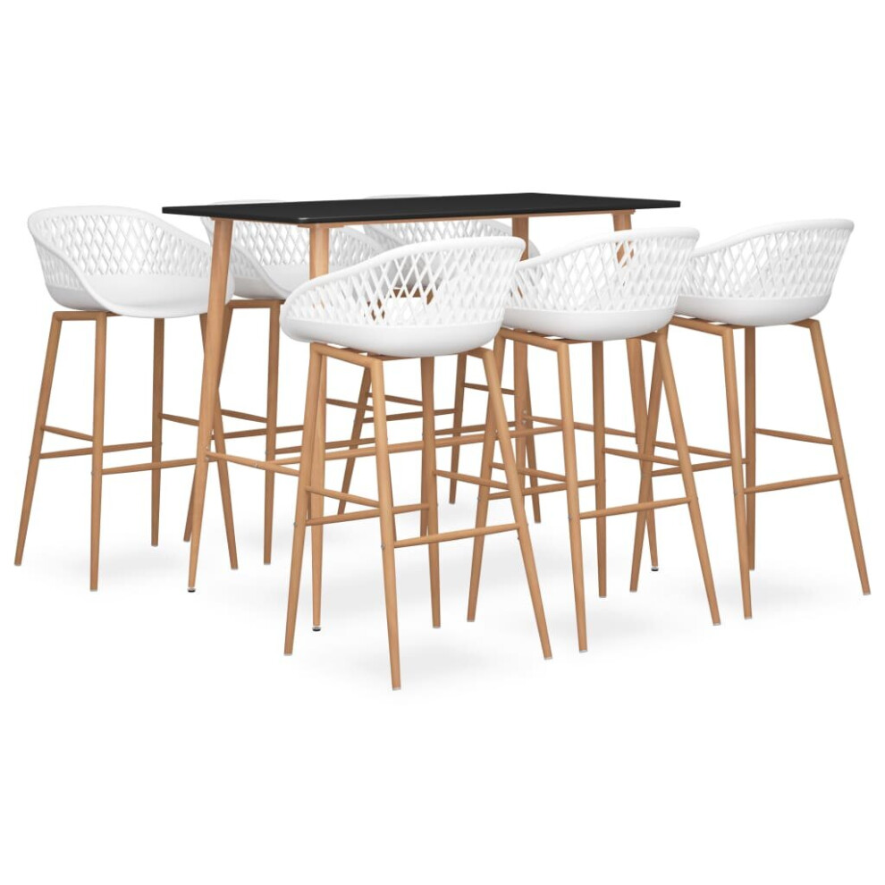 vidaXL 7 Piece Bar Set Black and White MDF Metal Wood Look - Image 2