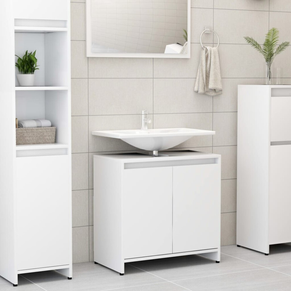 vidaXL Bathroom Cabinet White Chipboard Washroom Cupboard Under Basin Unit