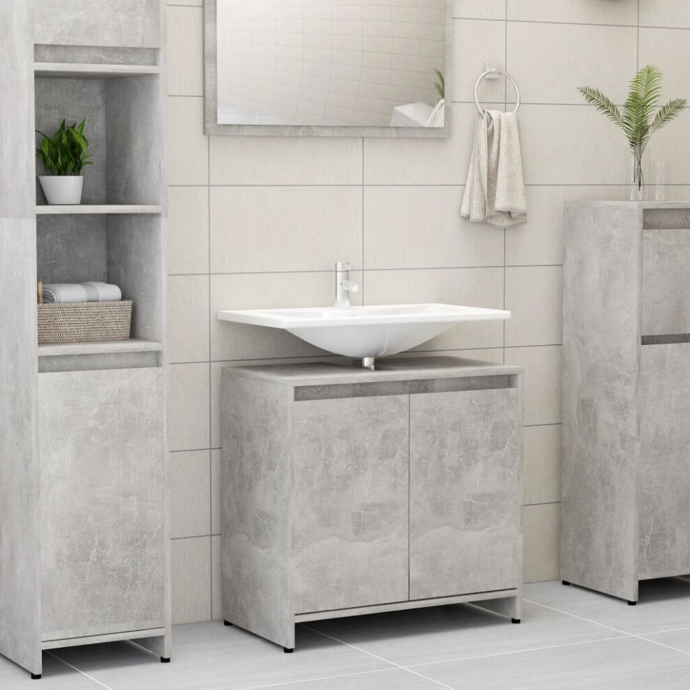 vidaXL Bathroom Cabinet Concrete Grey Chipboard Washroom Cupboard Organiser