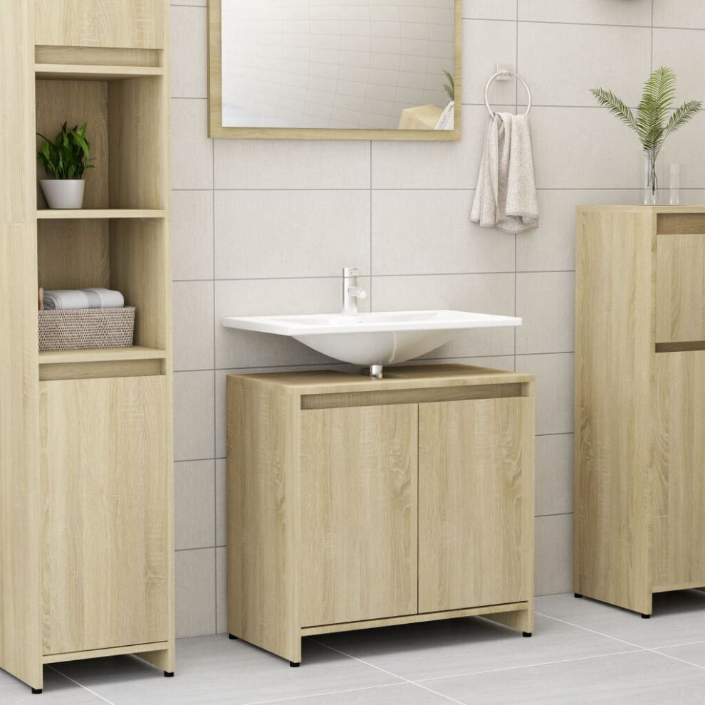 vidaXL Bathroom Cabinet Sonoma Oak Chipboard Cupboard Vanity Storage Organiser