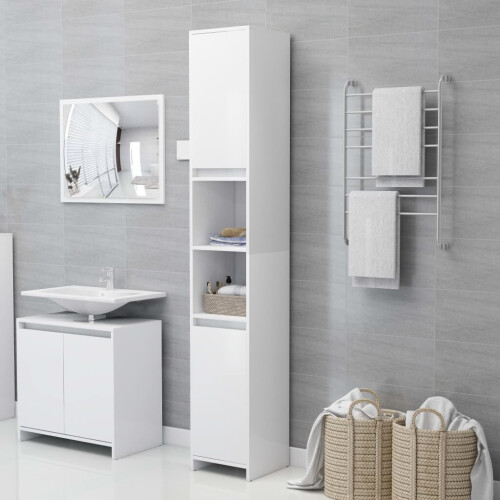 VidaXL vidaXL Bathroom Cabinet White Engineered Wood Home Cupboard Under Basin Unit