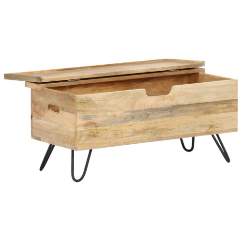 VidaXL vidaXL Solid Mango Wood Chest Home Storage Trunk Box Case Hall Bench Cabinet 2