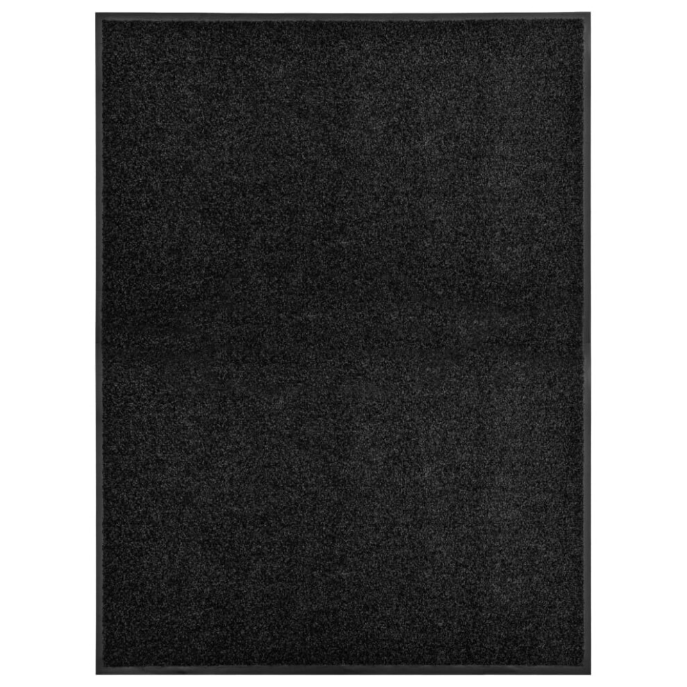 vidaXL Doormat Washable Black Home Garden Barrier Entrance Rug for Front Door