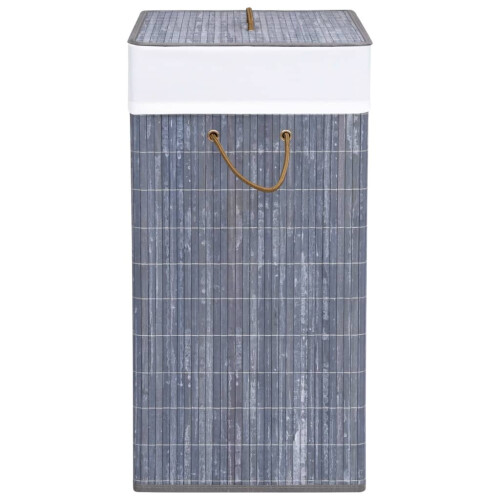 VidaXL vidaXL Bambus-Wäschekorb mit 2 Fächern Grau 100 L 1