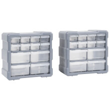 vidaXL 2x Multi-drawer Organisers with 12 Drawers Tool Storage Cabinet Unit