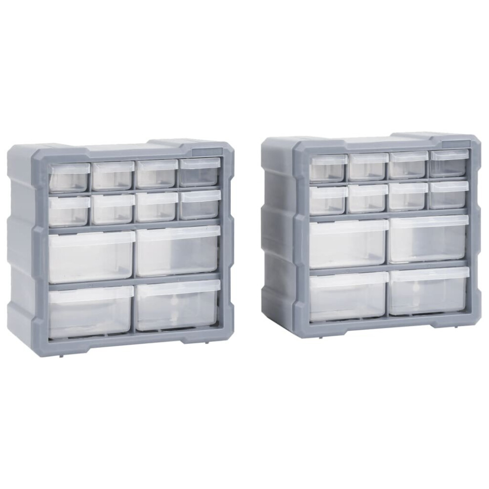 Vidaxl 2X Multi-Drawer Organisers With 12 Drawers Tool Storage Cabinet Unit