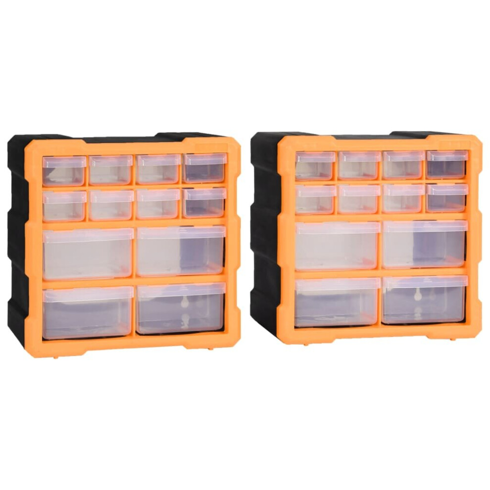 Vidaxl 2X Multi-Drawer Organisers With 12 Drawers Tool Storage Cabinet Unit
