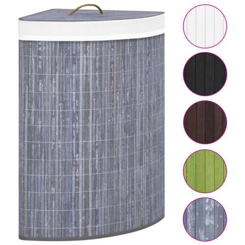 VidaXL vidaXL Eck-Wäschekorb Bambus Grau 60 L 1