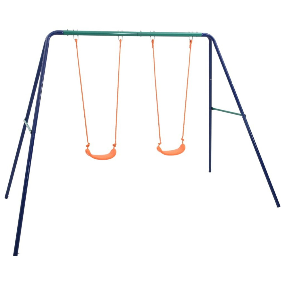 Vidaxl Swing Set With 2 Seats Steel Backyard Playground Playset Sky Scooter