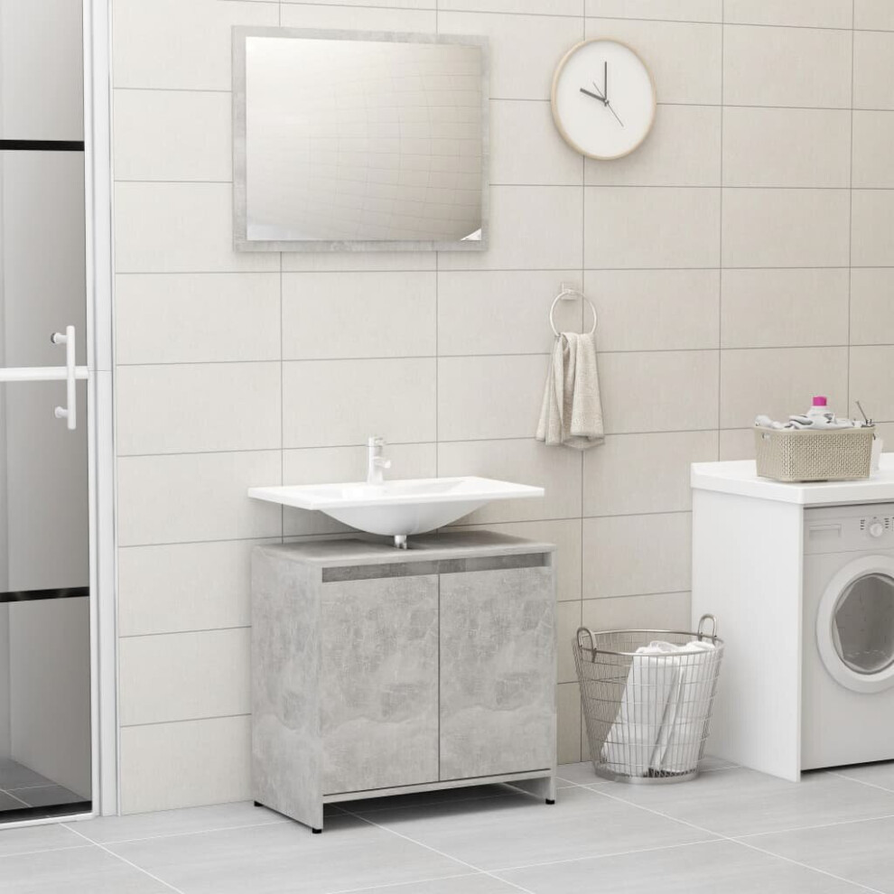 vidaXL Bathroom Furniture Set Concrete Grey Chipboard Washroom Storage Unit