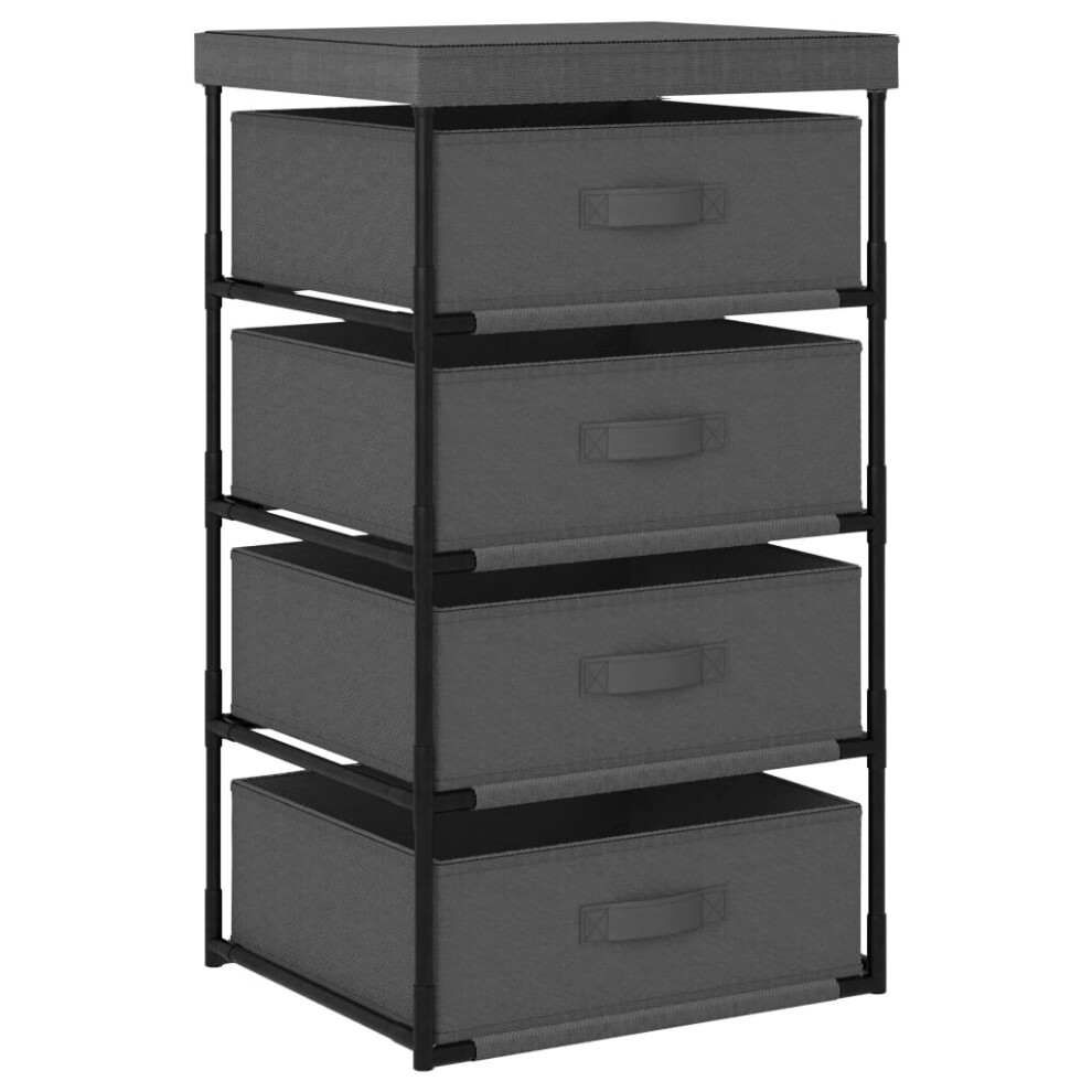 Vidaxl Storage Rack With 4 Fabric Baskets Steel Drawer Cabinet Holder Grey