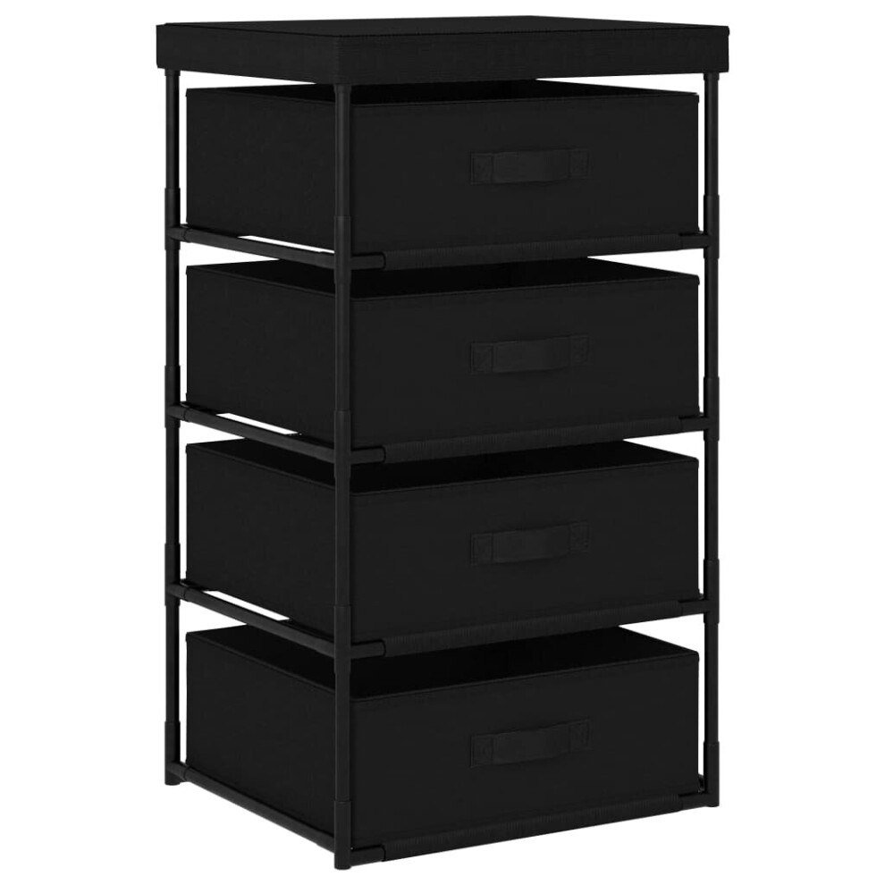 vidaXL Storage Rack with 4 Fabric Baskets Steel Black Drawer Cabinet Holder