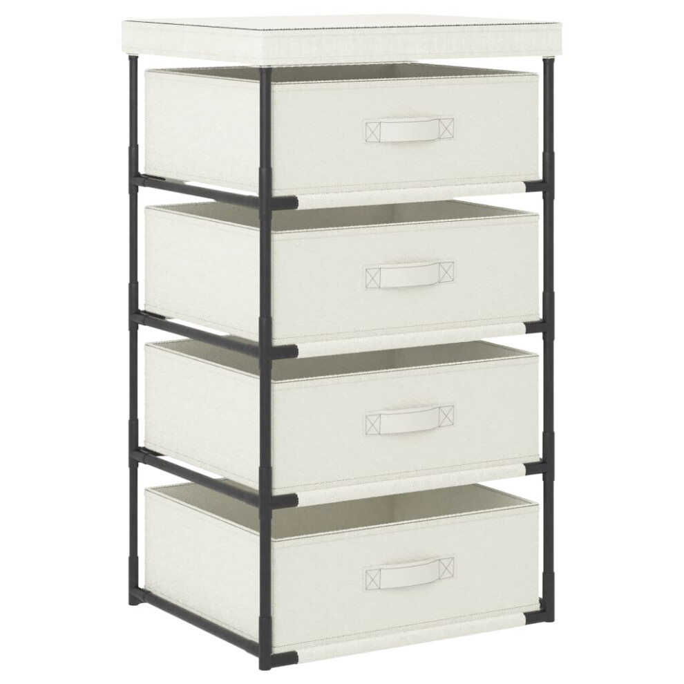 vidaXL Storage Rack with 4 Fabric Baskets Steel Cream Drawer Cabinet Holder