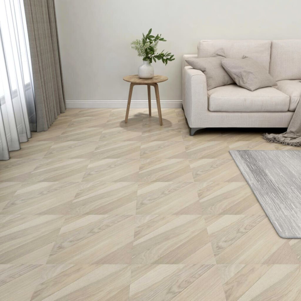 vidaXL 55x Self-adhesive Flooring Planks PVC 5.11 mÂ² Beige Striped Floor Tile