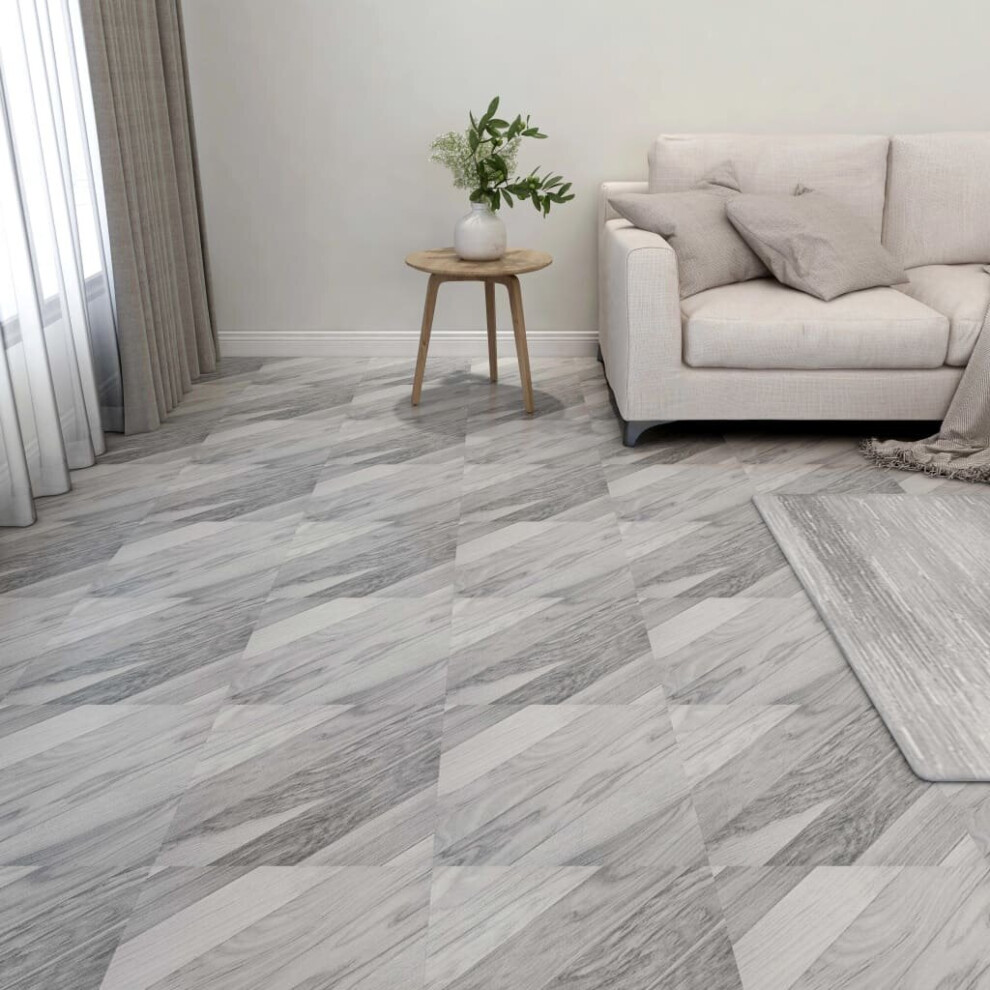 vidaXL 55x Self-adhesive Flooring Planks PVC 5.11 mÂ² Grey Striped Floor Tile