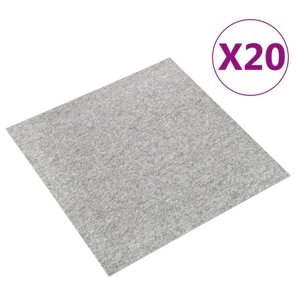 vidaXL 20x Carpet Floor Tiles 5 mÂ² 50x50 cm Light Grey Flooring Mat Bedroom