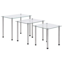 vidaXL 3x Nesting Tables Transparent Tempered Glass Stackable Accent End Table