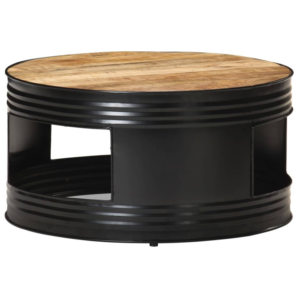 vidaXL Solid Rough Mango Wood Coffee Table Black Wooden Accent End Side Table