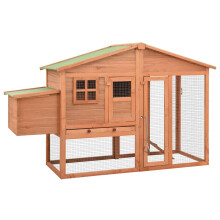 vidaXL Solid Fir Wood Chicken Coop with Nest Box Hen House Small Animal Cage