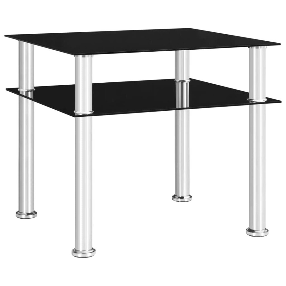 vidaXL Side Table Black Tempered Glass Console Table Living Room Furniture