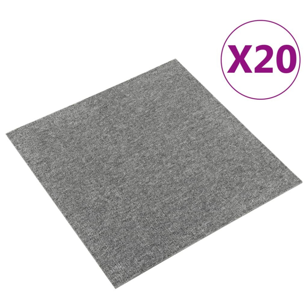 vidaXL 20x Carpet Floor Tiles 5 mÂ² 50x50 cm Grey Flooring Mat Bedroom Office