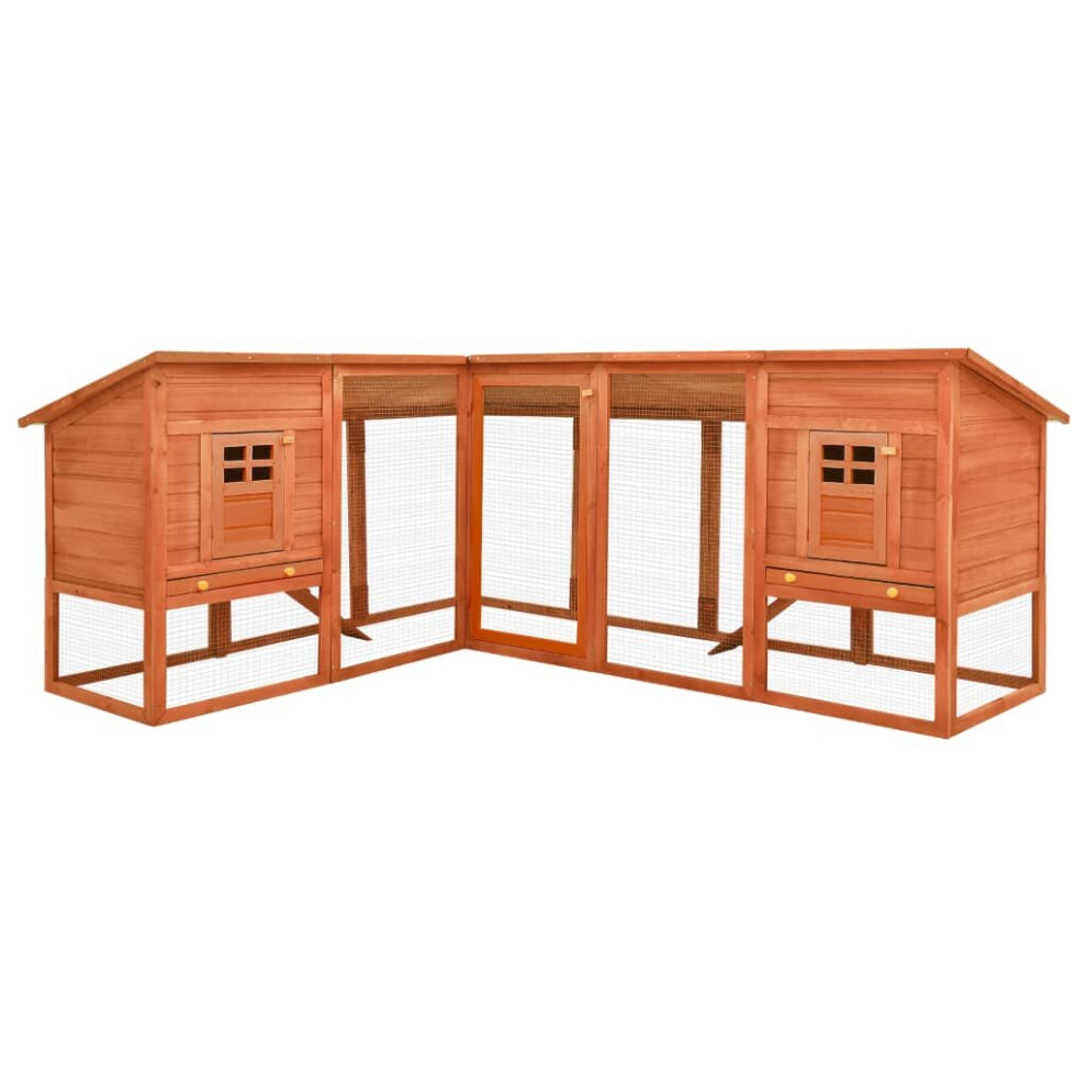 Vidaxl Solid Fir Wood Outdoor Rabbit Hutch With Run Garden Play Pen Cage Brown