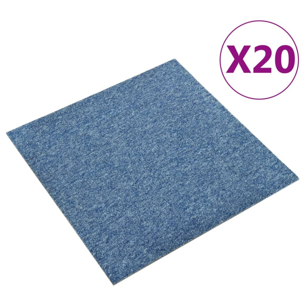 vidaXL 20x Carpet Floor Tiles 5 mÂ² 50x50 cm Blue Flooring Mat Bedroom Office