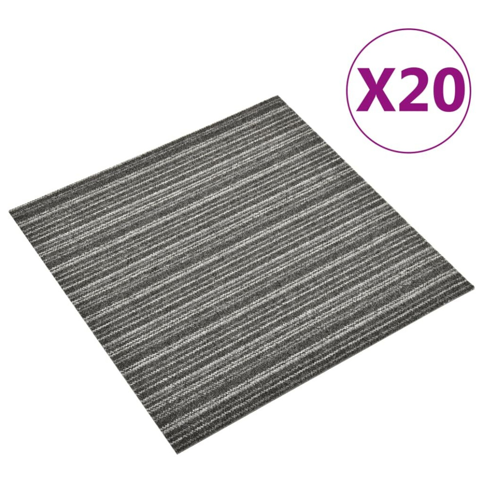 vidaXL 20x Carpet Floor Tiles 5 mÂ² 50x50 cm Striped Anthracite Bedroom Office