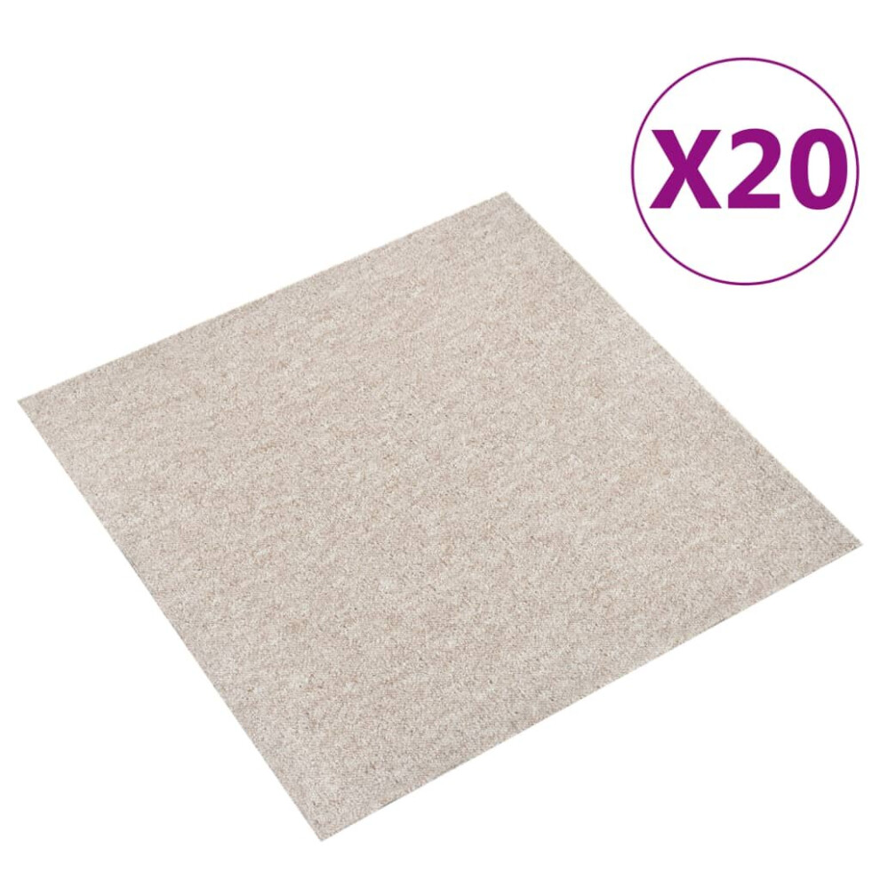 vidaXL 20x Carpet Floor Tiles 5 mÂ² 50x50 cm Light Beige Flooring Mat Bedroom