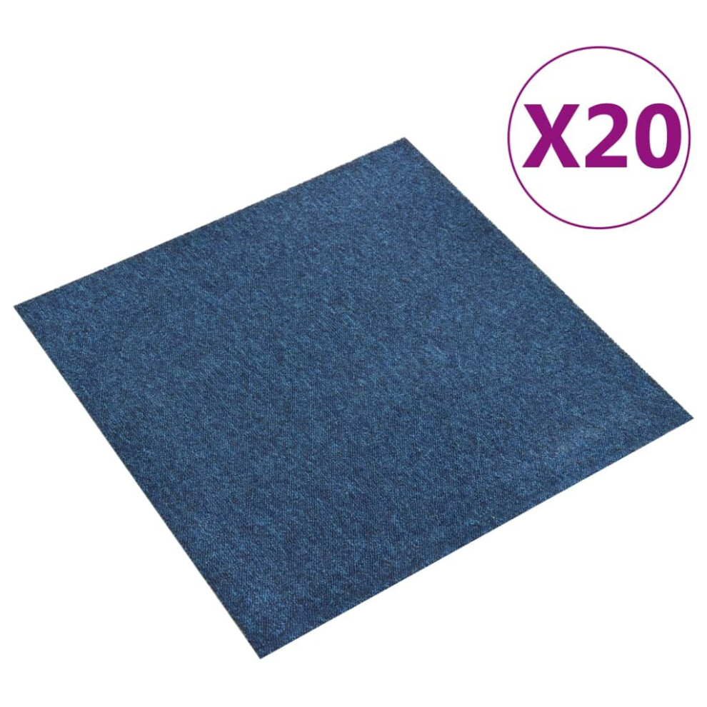 vidaXL 20x Carpet Floor Tiles 5 mÂ² 50x50 cm Dark Blue Flooring Mat Bedroom