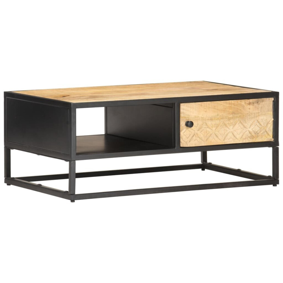 Vidaxl Rough Mango Wood Coffee Table With Carved Door Side Telephone Table