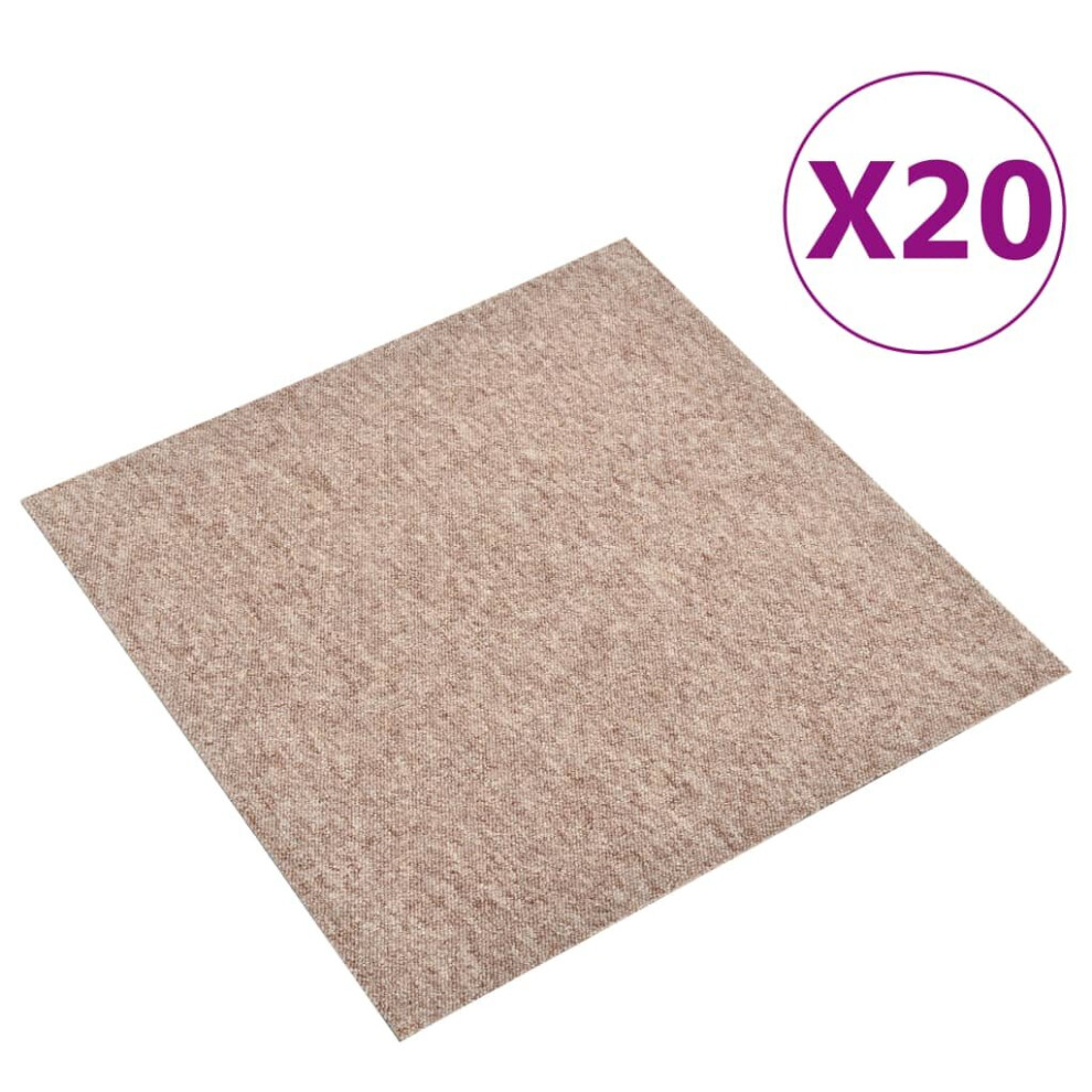 vidaXL 20x Carpet Floor Tiles 5 mÂ² 50x50 cm Beige Flooring Mat Bedroom Office