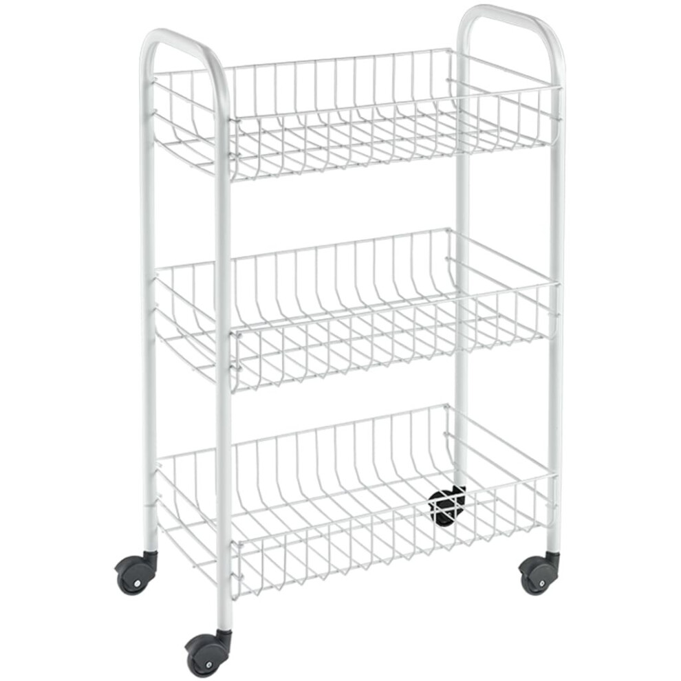 Metaltex Kitchen Trolley with 3 Baskets Siena White Bathroom Shelf Organiser