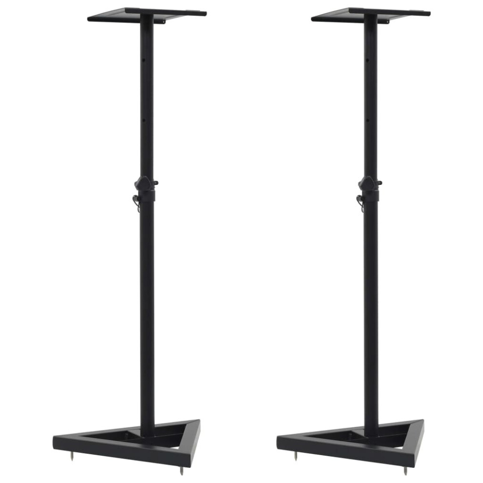 vidaXL 2x Studio Monitor Speaker Stands Black Steel Speaker Support Holder