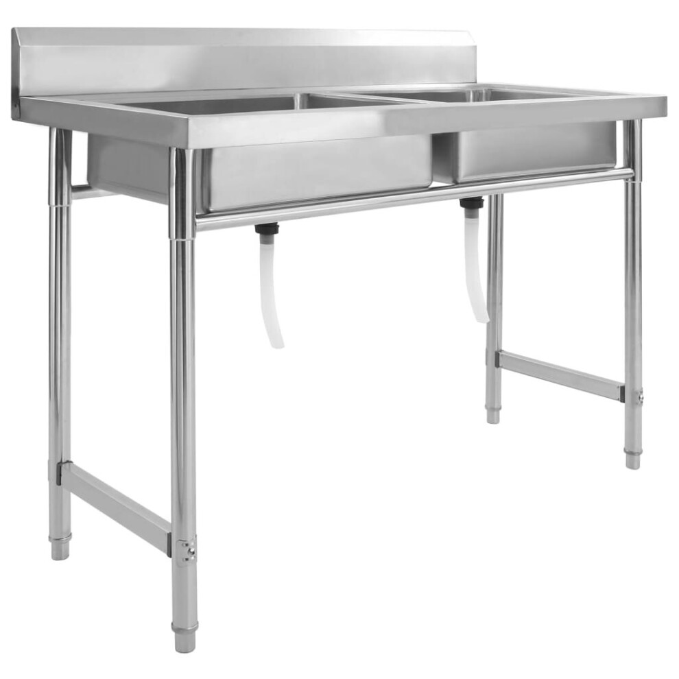 Vidaxl Kitchen Sink Double Basin Stainless Steel Durable Solid Stable Sinks