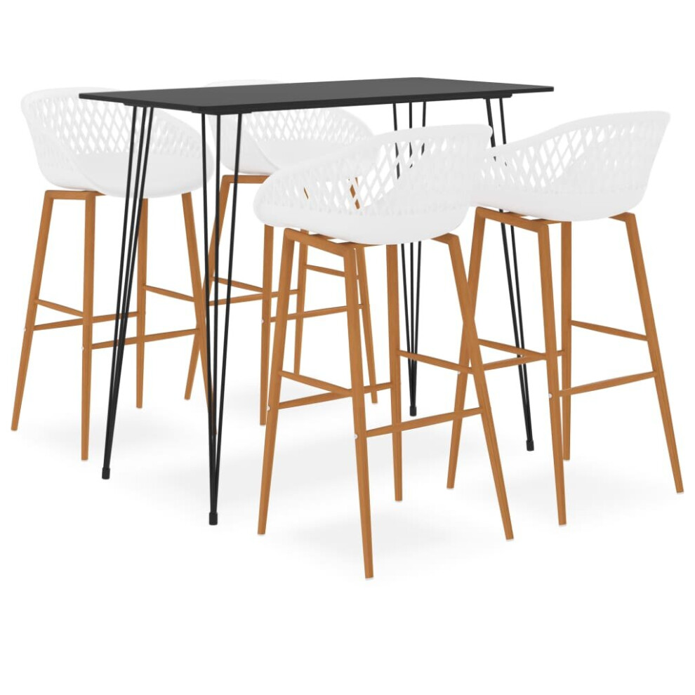 Vidaxl Bar Set 5 Piece Black And White Dining Room Kitchen Stool Chair Table