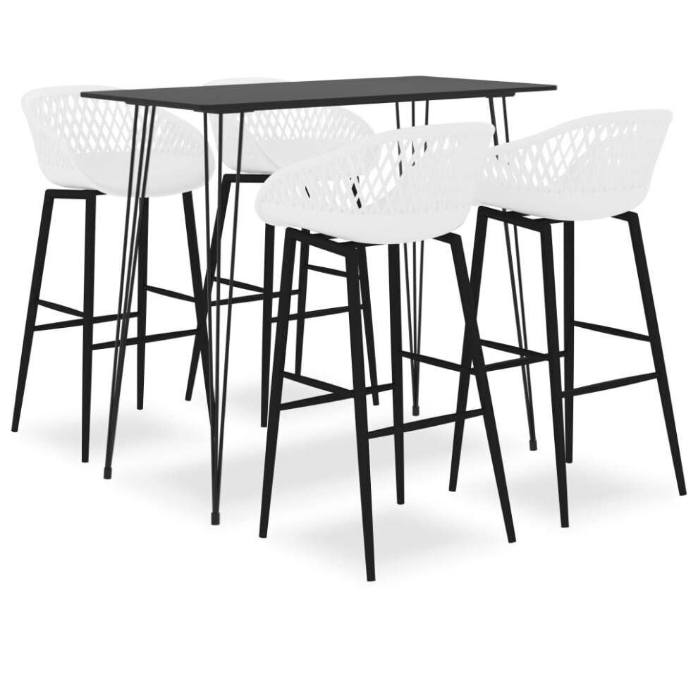 Vidaxl Bar Set 5 Piece Black And White Kitchen Dining Room Chair Stool Table