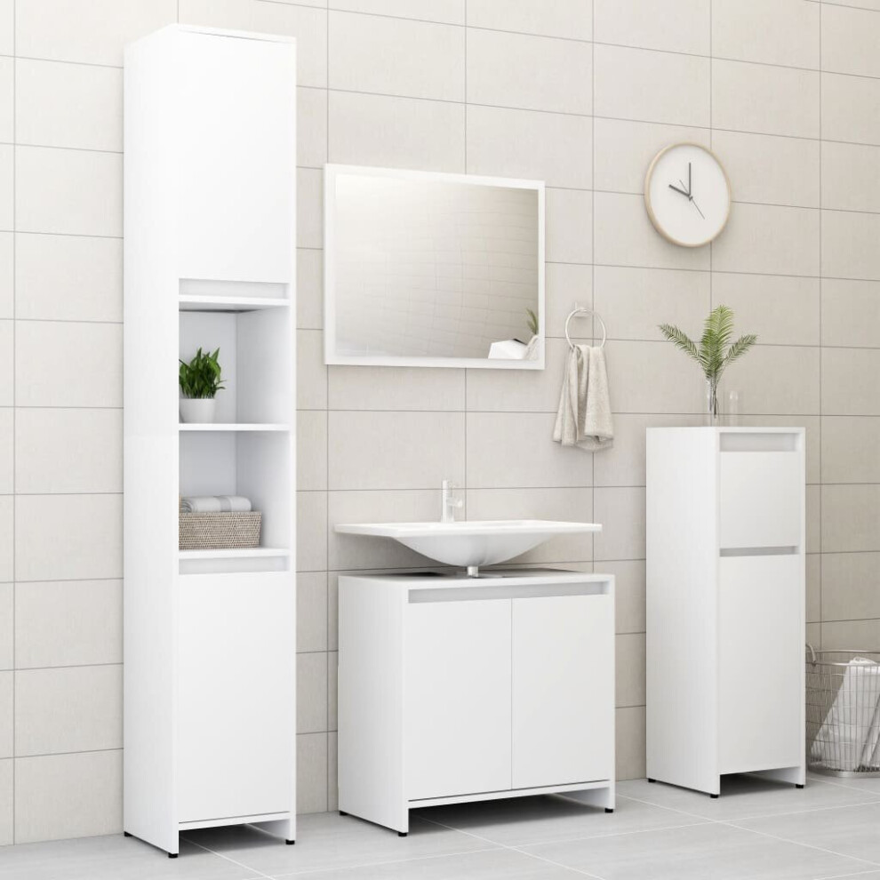 vidaXL Bathroom Furniture Set 4 Piece White Chipboard Washroom Cabinet Unit