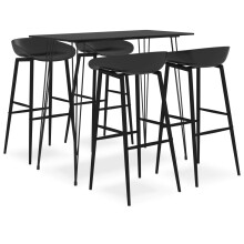 vidaXL Bar Set 5 Piece Black Dining Room Kitchen Furniture Chair Stool Table