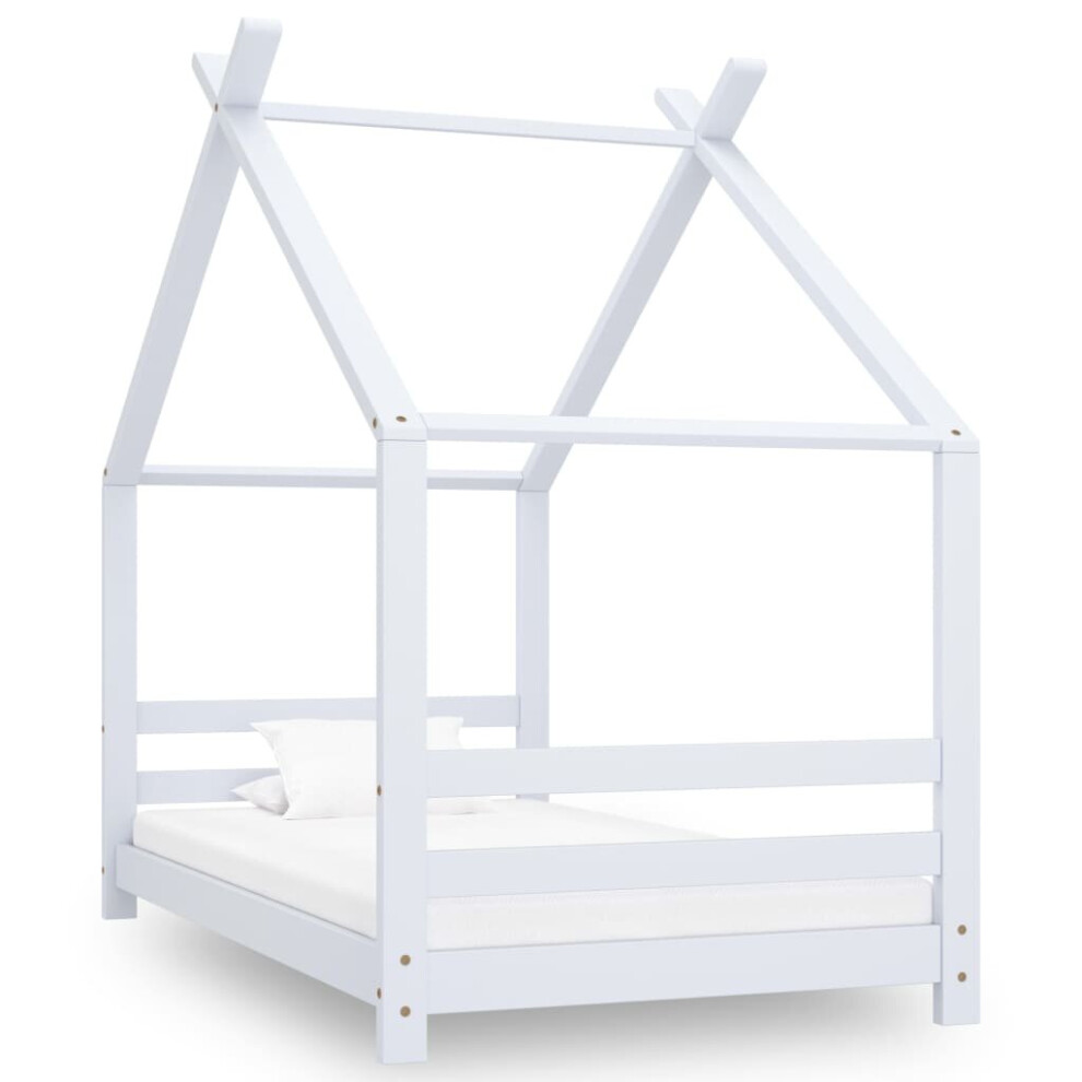 Vidaxl Solid Pine Wood Kids Bed Frame White 80X160 Cm Home Bedstead Furniture