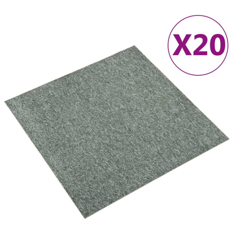 vidaXL 20x Carpet Floor Tiles 5 mÂ² 50x50 cm Green Flooring Mat Bedroom Office