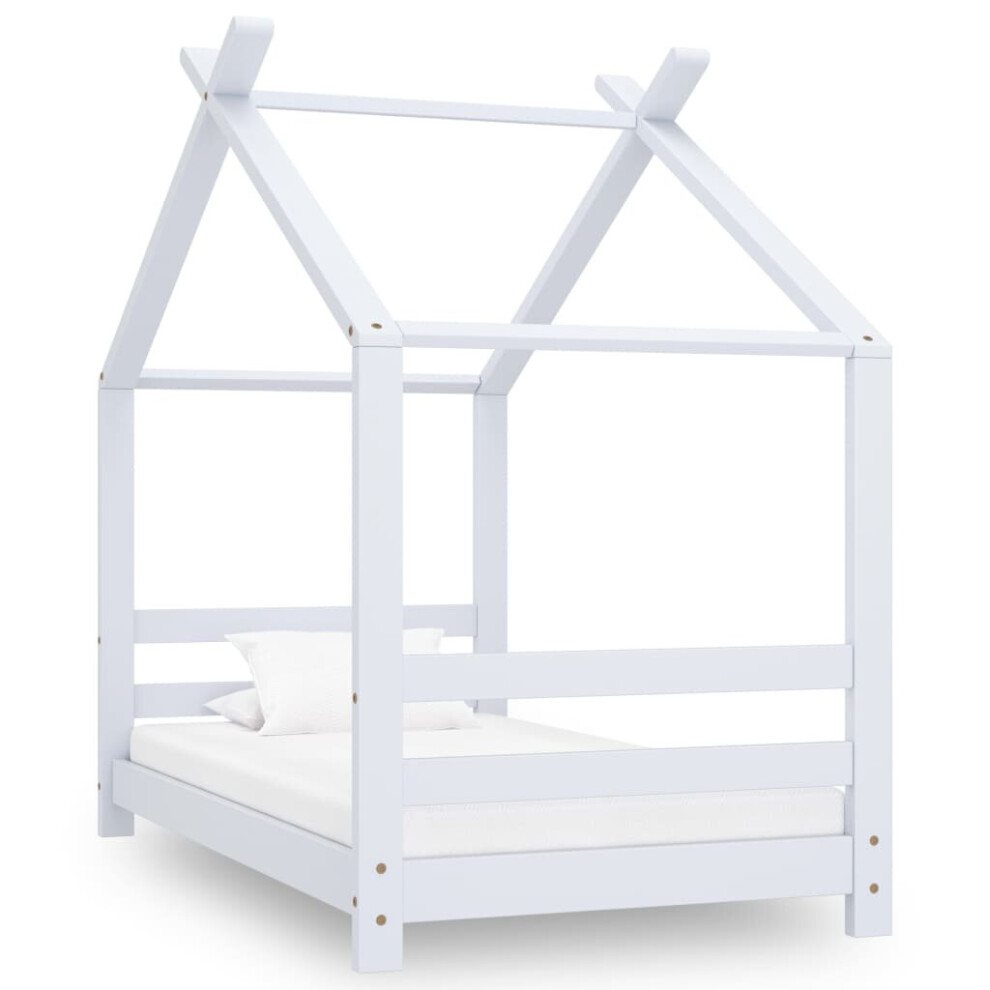 vidaXL Solid Pine Wood Kids Bed Frame White Cot Toddler Bedstead Furniture